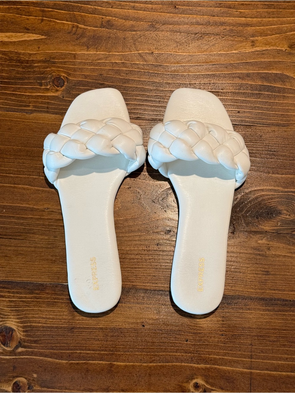 Express White Braided Slide Sandals Size 10